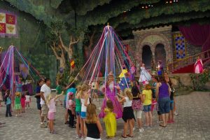 Maypole dancing at Disney